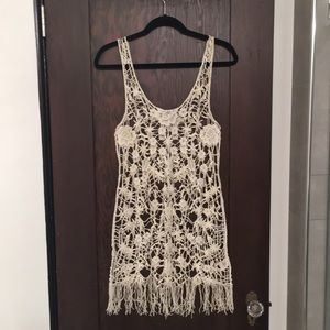 White crochet flower dress/cover up by Free People
